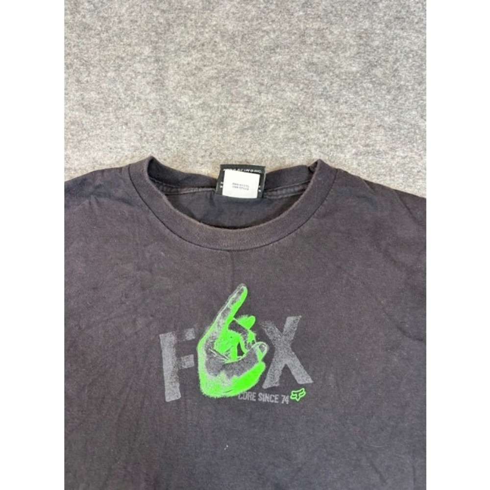 Y2K Fox Racing Graphic Tee T-Shirt Mens M Faded Black Biker Motocross Streetwear